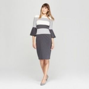 Size 6 Melonie T Striped Bell Sleeve Dress